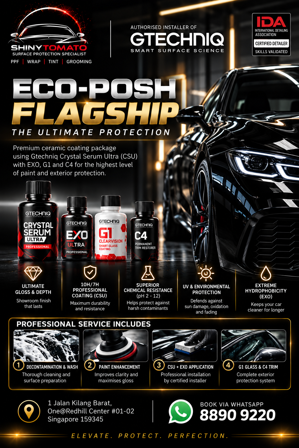 Eco-Posh Flagship ceramic coating package leaflet